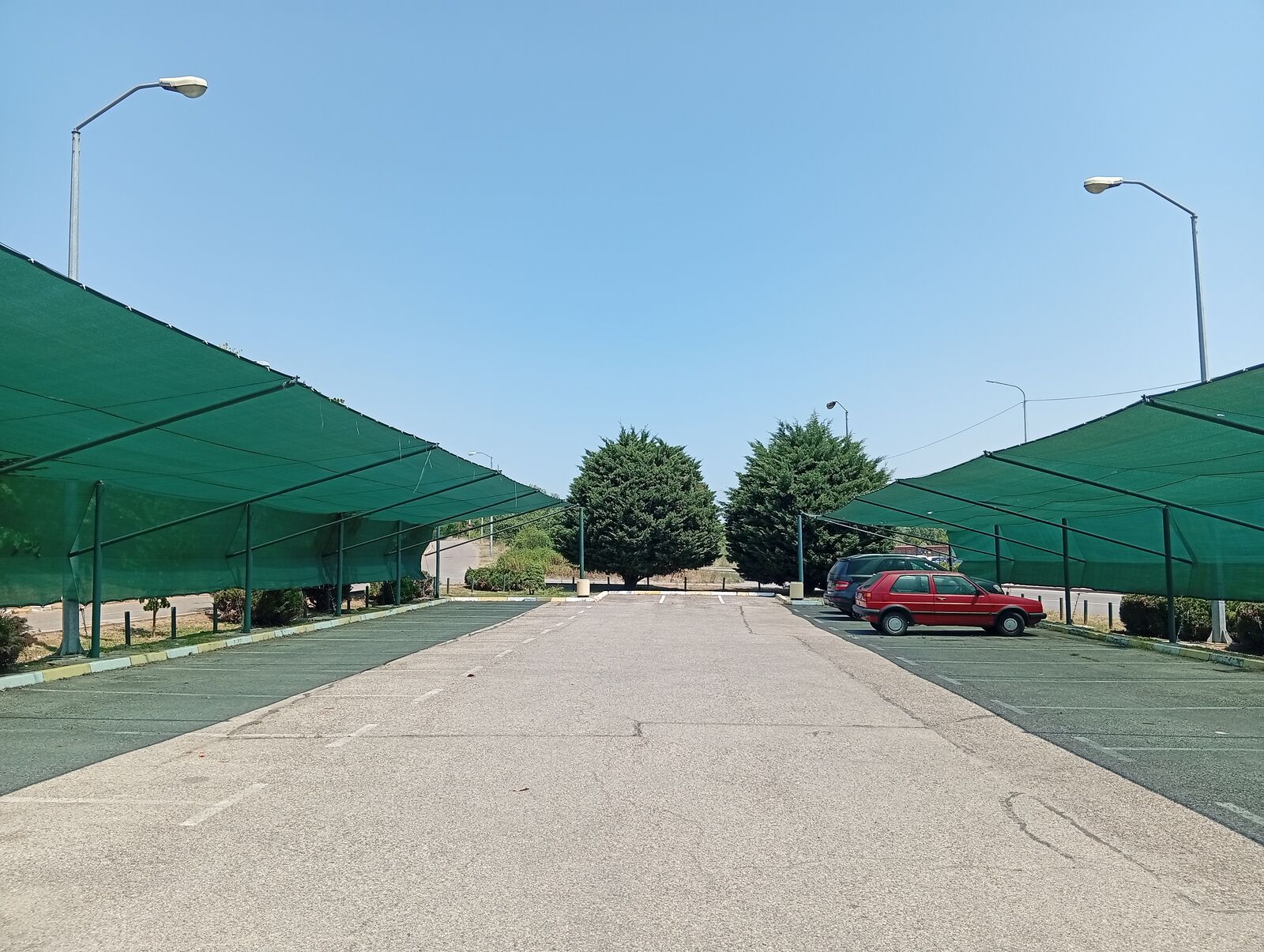 Net-shaded car park