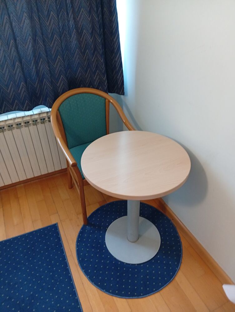 Desk, flat-screen TV and minibar