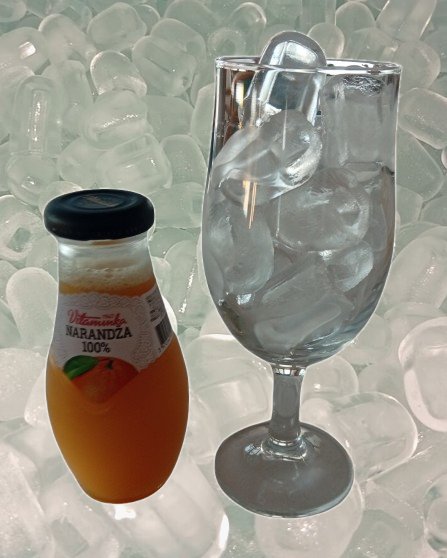 Fresh 100% orange juice served over ice